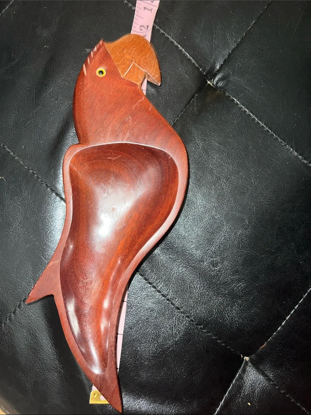 Handcrafted Wooden Parrot Vanity Tray in Mahogany stain